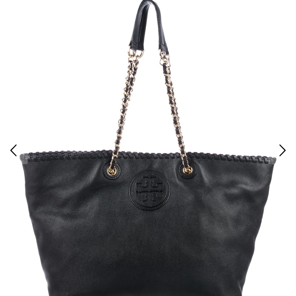 Tory Burch Black Leather Tote Bag